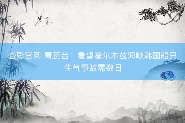 杏彩官网 青瓦台：看望霍尔木兹海峡韩国船只生气事故需数日